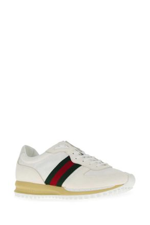 Gucci Mens White Original Gg Fabric And Suede Gucci Re-Motion Sneakers Gwgwgrggwgrg