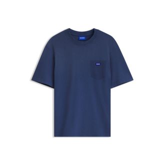 HUGO BOSS Regular-fit T-shirt in washed cotton with logo badge