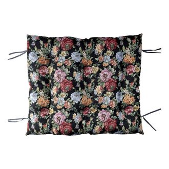 Really Nice Things Colch&oacute;n de suelo de algod&oacute;n negro con flores 120x100