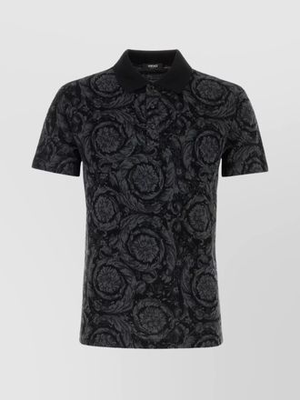 Versace baroque cotton piqu&eacute; short-sleeve polo shirt