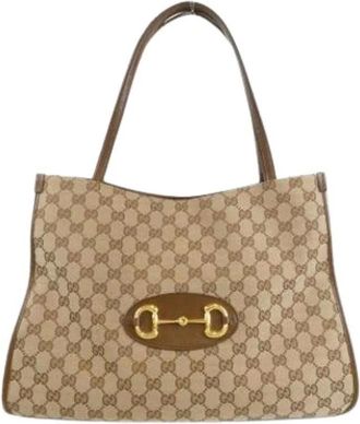 Gucci Pre-owned Tote Bags, female, Beige, Size: ONE SIZE Pre-owned Canvas Tote Bag