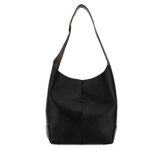 Tod's Black Leather Tod S Di Bag Folio Bucket Nero Borse A Mano
