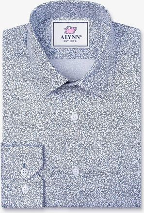 Alynn Mens Reid Floral Untuckable Slim Fit Dress Shirt In White