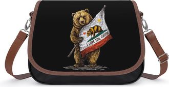 Generic California Flag Bear Fashion Womens Crossbody Bags Novelty Handbag Shoulder Bag Purse