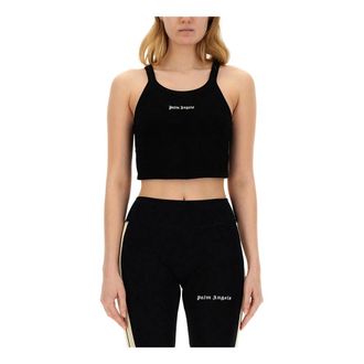 Palm Angels Tops, Dames, Zwart, M, Katoen, Classic Logo Tank Top