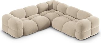 Cosmopolitan Design Sof&aacute; esquinero 4 plazas terciopelo beige claro