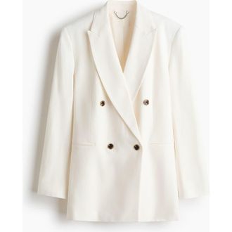H&M Linen-blend Blazer in Cream at Nordstrom, Size Xx-Small