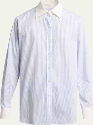 The Row Hilbert Striped Button-Down Tunic Shirt