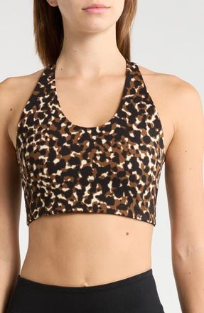 Sweaty Betty Power Racer Sports Bra in Brown Offbeat Animal Print at Nordstrom, Size Xx-Large