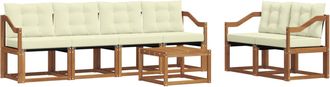 vidaXL Conjunto De Sof&aacute;s De Exterior 7 Uds. Natural Y Crema Vidaxl