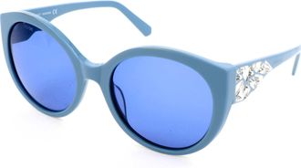 Swarovski Womens 57mm Shiny Light Blue Sunglasses