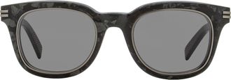Ermenegildo Zegna EZ0238 Acetate Rectangle Frame Sunglasses - Black