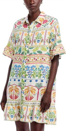 Johnny Was Ruffle Flounce Shirt Mini Dress In Soller