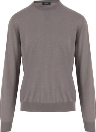 Herno Ribgebreide trui met ronde hals - Heren - Ronde hals truien - Beige - M - Wol - Truien & Vesten