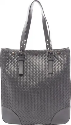 Bottega Veneta Gray Intrecciato Handbag Tote Bag (Pre-Owned)