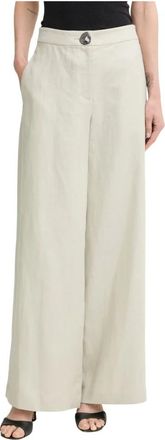 A|X Armani Exchange Broeken, Dames, Groen, M, Linnen, Wijde Linnen Twill Broek