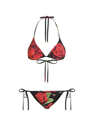 Dolce & Gabbana Set bikini a triangolo con stampa rose Dolce & Gabbana