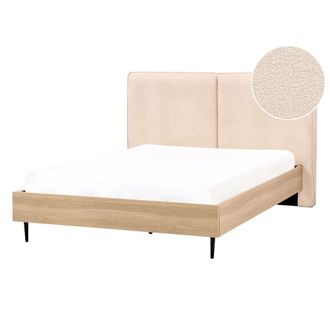 Beliani Cama Con Somier Moderna Con Cabecero Tapizado Beige 140 X 200 Cm Izernore