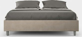 ITYhome Cama Matrimonial Con Almacenamiento 160x190 Acolchada Tela Beige Azelia