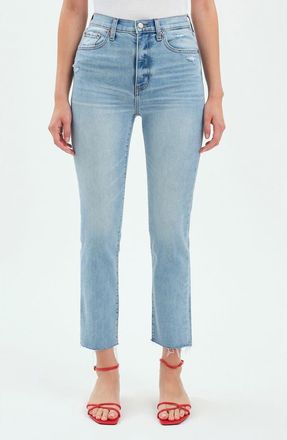 Daze High Waist Raw Hem Ankle Straight Leg Jeans in Blooming Vintage at Nordstrom, Size 31