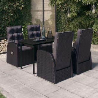 vidaXL Juego De Comedor De Jard&iacute;n 5 Piezas Con Cojines Negro Vidaxl