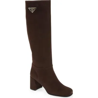 Prada Logo Knee High Boot in Moro at Nordstrom, Size 8Us