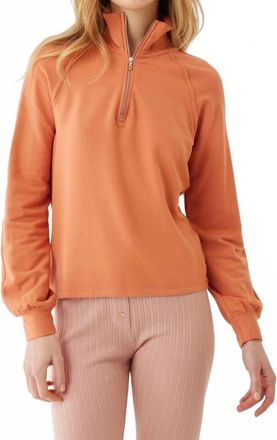 Majestic Filatures French Terry Half Zip Mock Neck Sweater In Noir