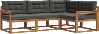 vidaXL Conjunto De Sof&aacute;s De Exterior 4 Uds. Natural Y Antracita Vidaxl