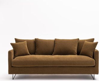 DRAWER Sof&aacute; cama 3 plazas en tela con patas met&aacute;licas negras - Bronce