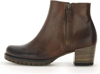 Gabor Bruine Dames Enkellaarzen - Dames - Laarzen met Hak - Bruin - 38 1/2 EU - Leer - Schoenen