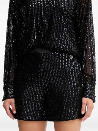 Karl Lagerfeld Shorts met pailletten logo - Zwart