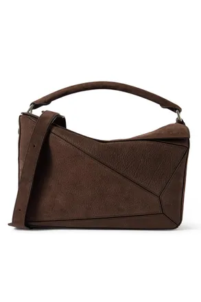 Loewe Puzzle Edge Large Logo-Debossed Nubuck Messenger Bag