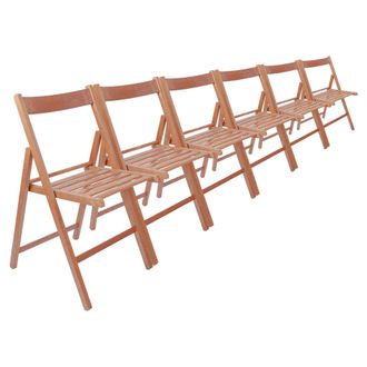 Harbour Housewares Beech Wood Folding Chairs Pack of 6 in Brown