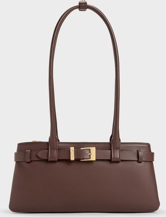 Charles & Keith Jody Genuine Leather Belted Shoulder Bag