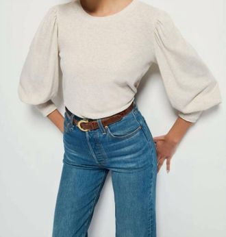 Nation Ltd Loren Peasant Tee In Heather Oatmeal