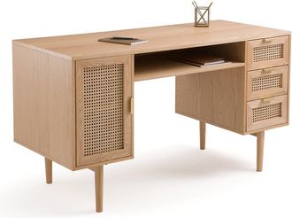 Sohome Bureau dubbele blok in gefineerd eiken en rotan, Loris