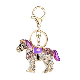 Generic Shiny Rhinestone Horse Keyring Purse Bag Pendant Keychain Cost-effective and,, Medium, other gemstones, As Shown, M