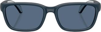 Moncler Slicka Dark Blue Rectangular Unisex Sunglasses ME8002 500880 55