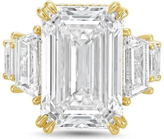 Diana M. Jewels 18kt Yellow gold Lab grown 8ct Emerald Cut Diamond hidden halo fashion ring