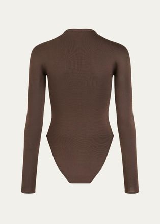 Alaia Semi-Sheer Mock-Neck Bodysuit
