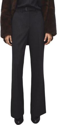 Mango Belted Straight Leg Pants in Grey at Nordstrom, Size 8