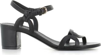 Del Carlo Sandaal met Hoge Hak - Dames - Sandalen met hakken - Zwart - 41 EU - Leer - Schoenen