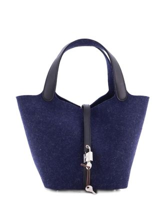 Herm&egrave;s Picotin Lock Bag Felt with Leather MM bucket bag - women - Wool/Fabric/Leather - One Size - Black