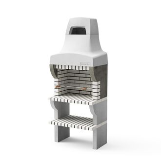 Movelar Barbacoa De Obra Prefabricada De Le&ntilde;a Y Carb&oacute;n Modelo Bailen Plus (gris Beige - 86,5 X 58 X 220 Cm) Ref: 8887 - Cocina De Exterior Con Chimenea Para J