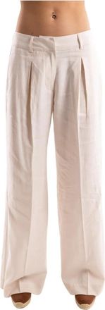 Hinnominate Wide Broeken - Dames - Wijde Broeken - Beige - XS - Leer - Broeken