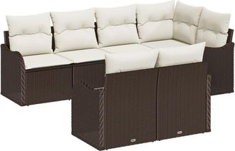 vidaXL Garden Sofa Set with Cushion 7 pcs Light Grey Poly rattan Vidaxl