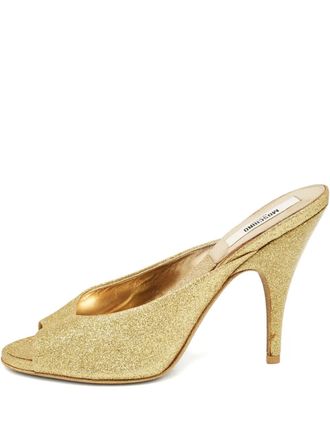 Moschino glitter peep-toe mules - Gold