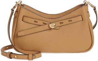 Tory Burch Romy Zip Top Leather Crossbody Bag in Tiramisu at Nordstrom