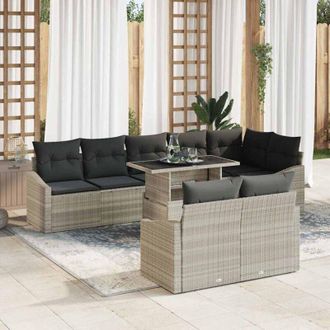 vidaXL Vidaxl - Conjunto De Sof&aacute; De Jard&iacute;n 9 Pcs Gris Claro 100 X 55 X 73 Cm