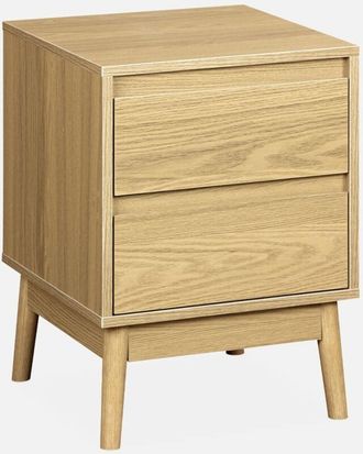 Sweeek Sweeek - Mesita De Noche Efecto Madera Con 2 Cajones, Dune, Natural, 40x46x56 Cm